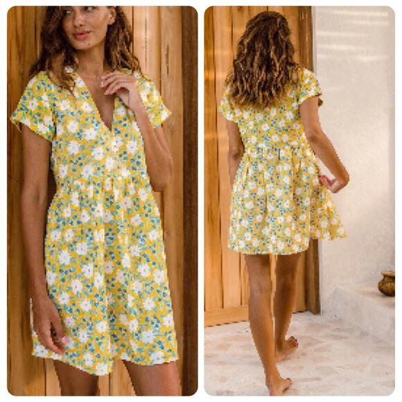 Rove Sunchaser Dress Marguerite Floral French Linen Mini Dress Women’s Size XL - Picture 1 of 14